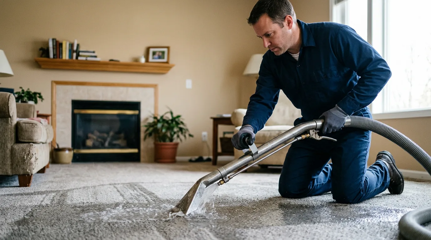 Water damage restoration technician working near Cross Plains, WI